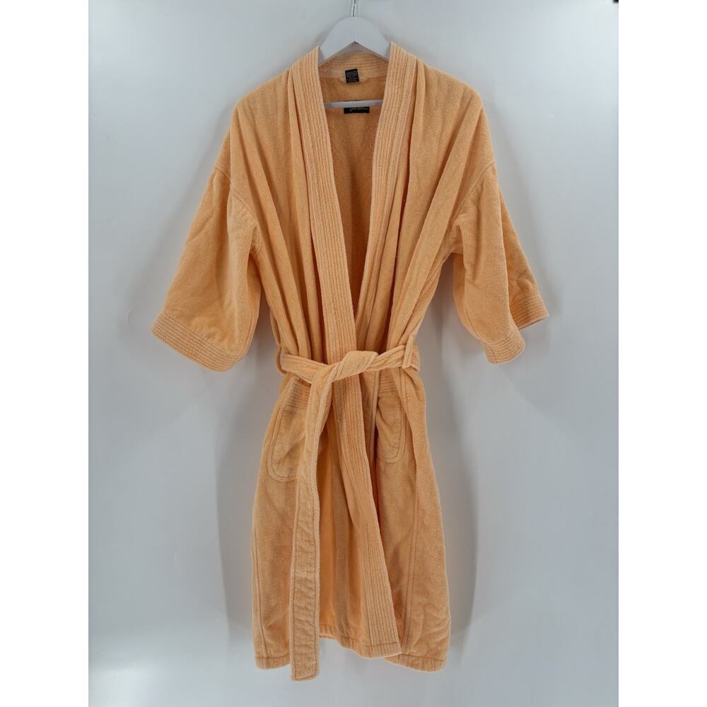 Vintage John Weitz Robe Womens "One Size" Peach Orange Belted Terry Cloth Pocket
